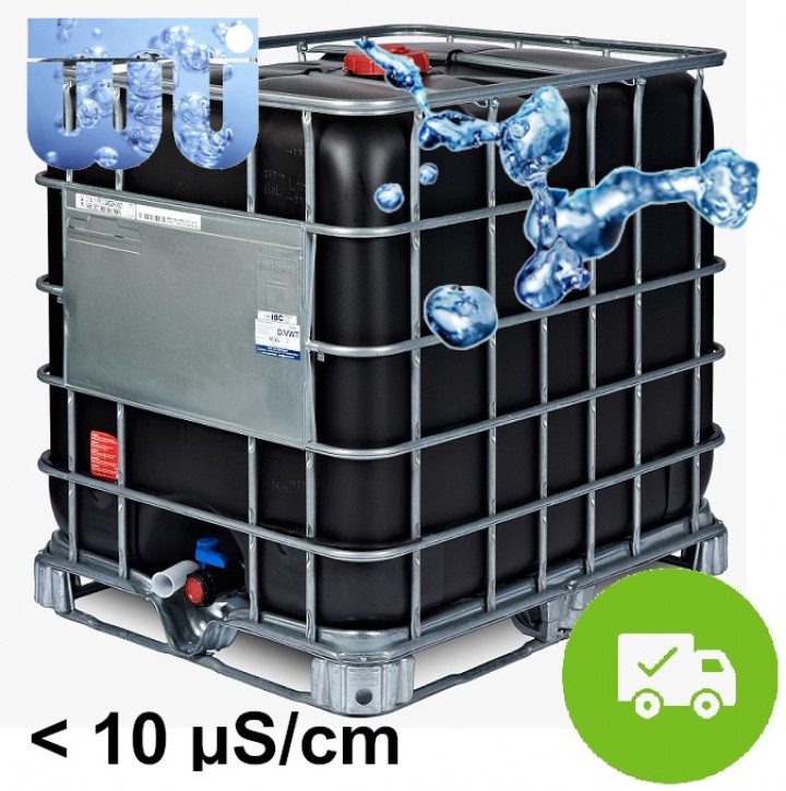 IBC 1.000 Liter<br>Demineralisiertes VE Wasser<br>UV-Beständig<br>inkl. Versandkosten