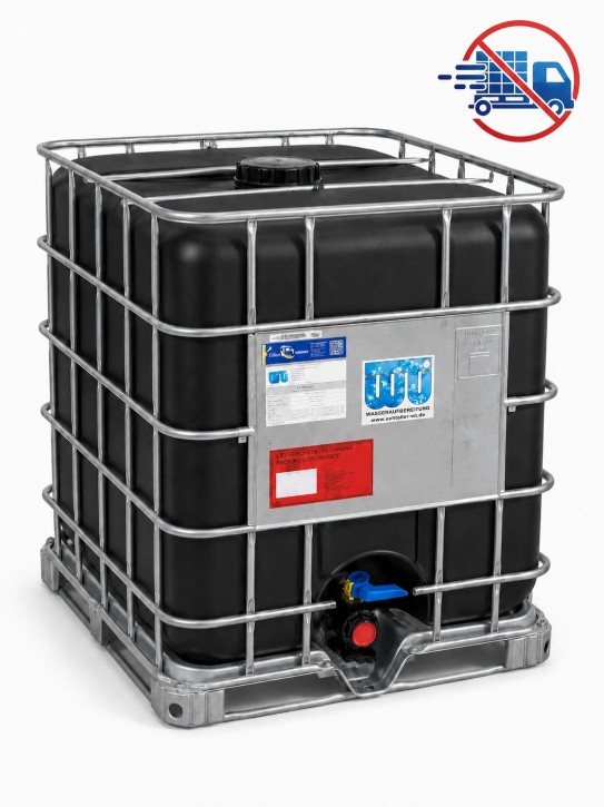 Demineralisiertes Wasser<br>IBC 1.000 Liter<br>UV-Beständig - Holzfrei<br>zur Selbstabholung