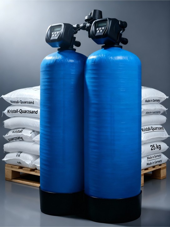 Doppel-Kiesfilter 4,8 m³/h<br>Mengen- und Zeitgesteuert