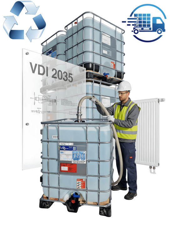 Heizungswasser VDI 2035<br>IBC 1.000 Liter<br>Neufüllung mit Lokistik