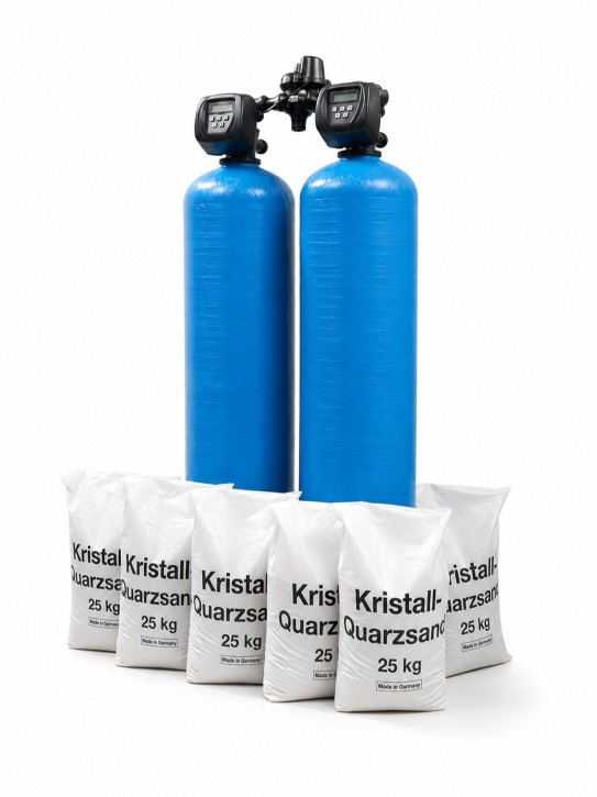 Doppel-Kiesfilter 1,8 m³/h<br>Mengen- und Zeitgesteuert