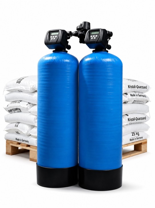 Doppel-Kiesfilter 3,7 m³/h<br>Mengen- und Zeitgesteuert