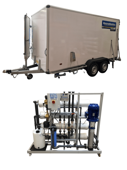 Mobile Umkehrosmoseanlage<br>4.000 l/h im Anhänger<br>Inkl. Dosieranlage
