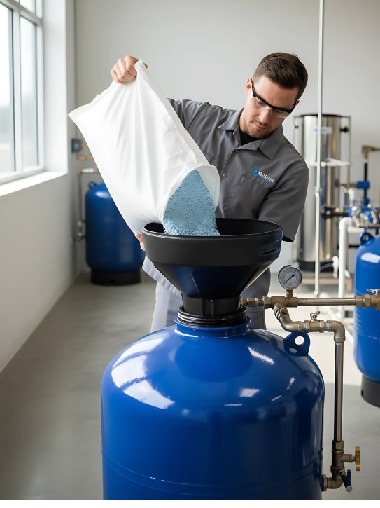 Einfülltrichter für bis zu 6 "<br>für Filtermaterial/Harz