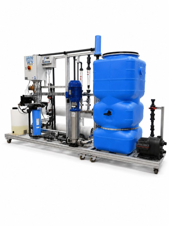 Umkehrosmoseanlage 1 m³/h<br>mit Antiscalantdosierung<br>Inkl. Tank und Druckerhöhung