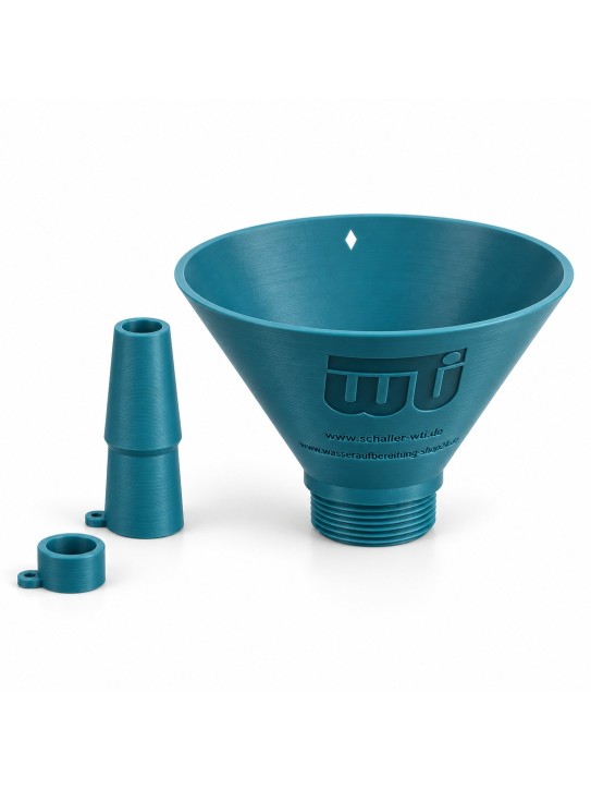 Einfülltrichter 2,5"<br>für Filtermaterial/Harz<br>mit Saugadapter und Gewinde