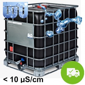 IBC 1.000 l<br>Demineralisiertes VE Wasser<br>UV-Beständig - Holzfrei<br>Inkl. Versandkosten