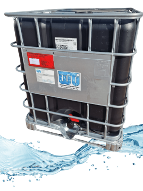Demineralisiertes Wasser<br>1.000 Liter IBC<br>UV-Beständig - Holzfrei<br>Inkl. Versandkosten