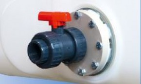 Kugelhahn mit Flansch<br>für PE-HD Rechtecktanks