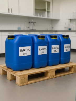 Natriumhydroxid-Lösung 5%<br>NaOH Natronlauge<br>4x 20 Liter Kanister