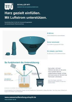 Einfülltrichter 2,5<br>für Filtermaterial/Harz<br>mit Saugadapter und Gewinde